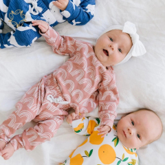 Organic cotton baby clothing set sustainable baby tee and harem pants eco friendly rainbows lounge set