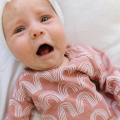 Organic cotton baby clothing set sustainable baby tee and harem pants eco friendly rainbows lounge set