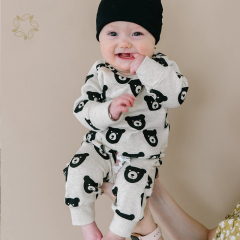 Bamboo cotton baby tshirt and Harem Pants sustainable bear baby lounge set eco friendly baby clothing set