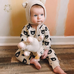 Bamboo cotton baby tshirt and Harem Pants sustainable bear baby lounge set eco friendly baby clothing set