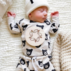 Bamboo cotton baby tshirt and Harem Pants sustainable bear baby lounge set eco friendly baby clothing set