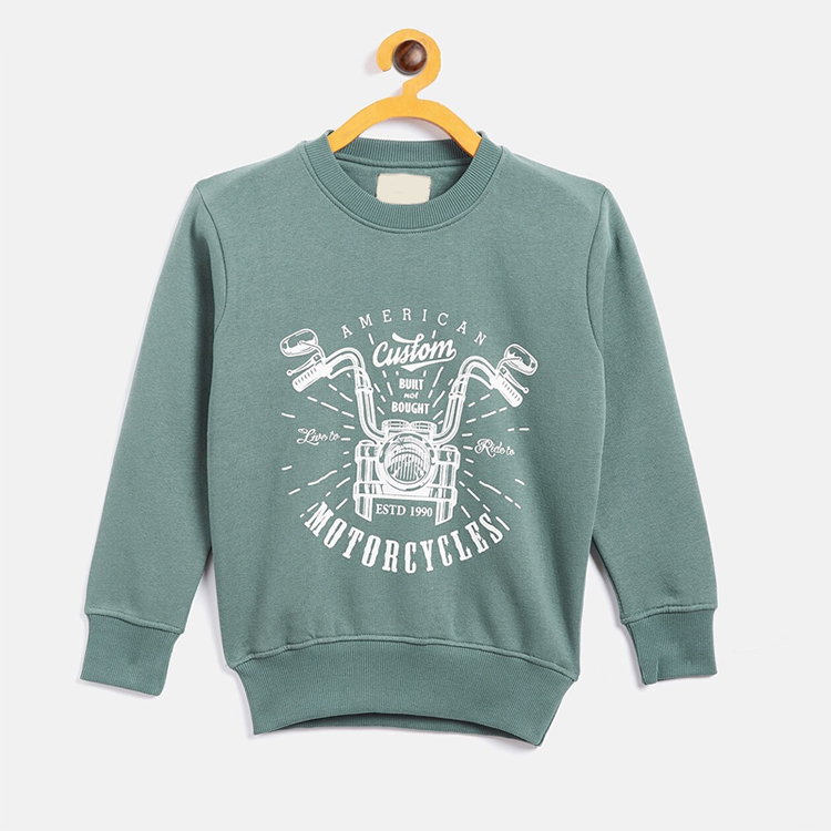 Boys Printed Sweatshirt Organic cotton children crewneck pullover eco friendly kids sweatshirt Sustainable kid top