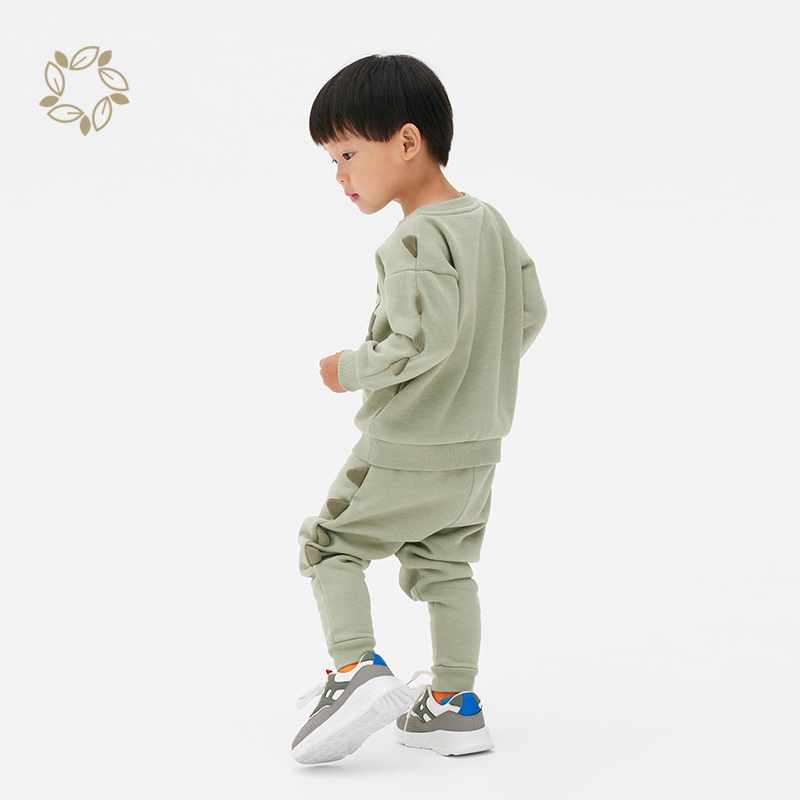 Sustainable baby clothing set bamboo cotton terry toddler sweatshirt set eco friendly baby sweatshirt and joggers set