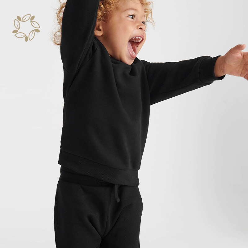 Organic cotton jersey sweatshirt and jogger set sustainable toddler pullover and sweatpants eco friendly boys clothing sets
