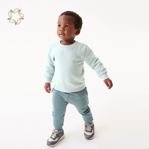 Bamboo cotton jersey sweatshirt and jogger set for baby eco friendly boys clothing sets sustainable toddler clothes set