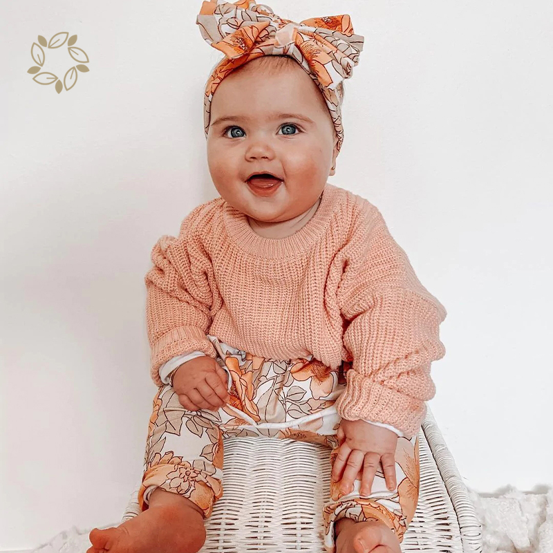 Organic cotton baby solid color sweater eco friendly baby chunky knit sweater sustainable knitted baby jumper