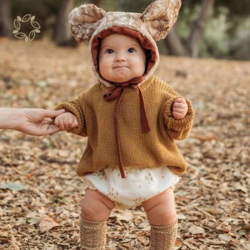 Organic cotton baby solid color sweater eco friendly baby chunky knit sweater sustainable knitted baby jumper