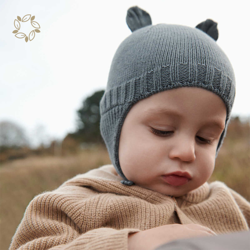 100% Organic cotton rib knit baby hats sustainable baby rib knit hats eco friendly knit beanies for newborn baby hat with string