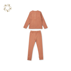 Organic cotton rib elastane child pajamas sustainable ribbed kids pyjamas set eco friendly baby pyjama enfant