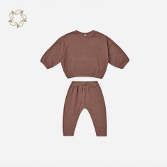 Organic bamboo toddler waffle sweatshirt and jogger eco friendly baby clothing set sustainable toddler 2 piece outfit