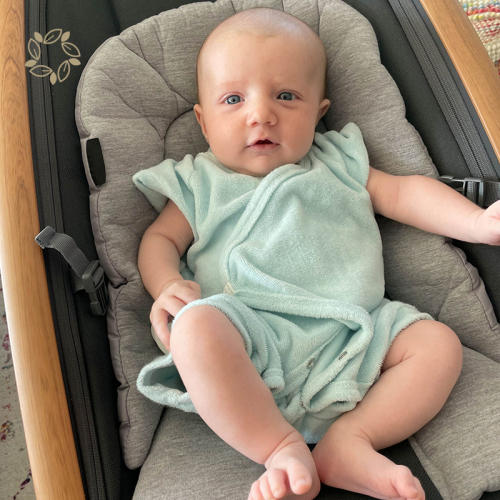 Bamboo cotton terry long leg kimono bodysuit eco friendly towelling baby onesie sustainable terry cloth baby romper