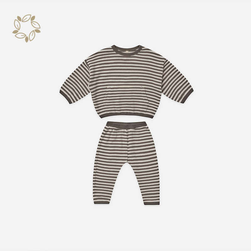 Organic bamboo toddler waffle sweatshirt and jogger eco friendly baby clothing set sustainable toddler 2 piece outfit