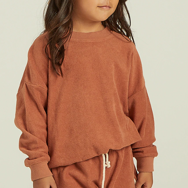 Baby girl sweatshirts baby crew neck sweatshirt towelling kid pullover Organic Cotton Baby Sweatshirt