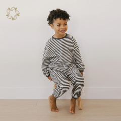 Organic bamboo toddler waffle sweatshirt and jogger eco friendly baby clothing set sustainable toddler 2 piece outfit