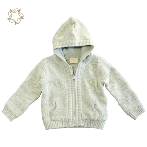 100% organic cotton knit zip hoodie sustainable baby rib knit zip hoodie jacket eco friendly baby rib knit jumper