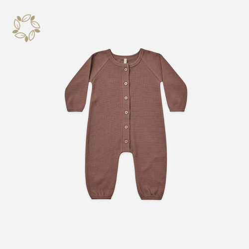 Bamboo cotton waffle sleepsuit for infants sustainable newborn waffle romper eco friendly baby waffle long sleeve jumpsuit