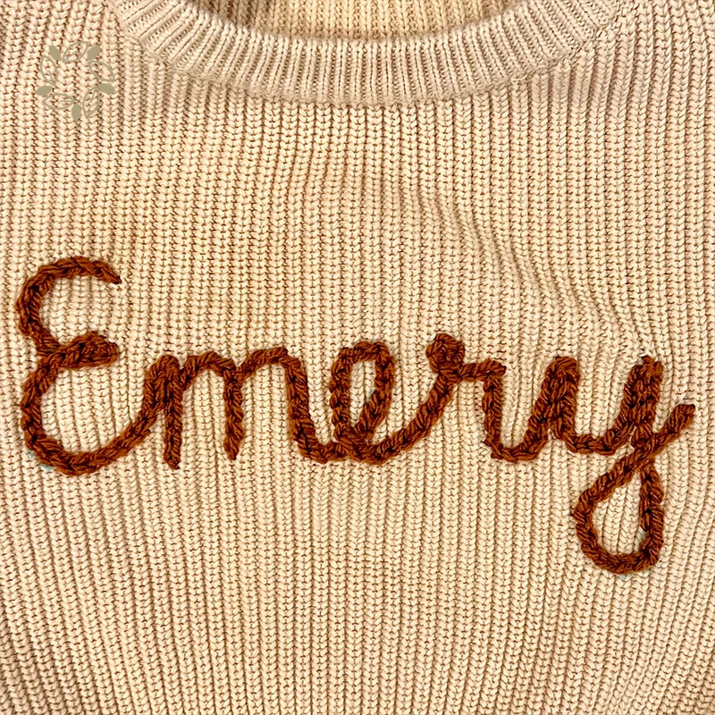 100% Organic cotton baby sweater custom sustainable embroidered baby and toddler sweater eco friendly baby knit sweater