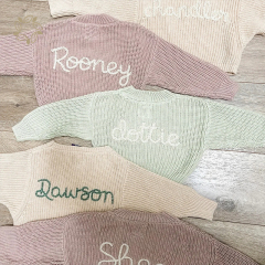 100% Organic cotton baby sweater custom sustainable embroidered baby and toddler sweater eco friendly baby knit sweater