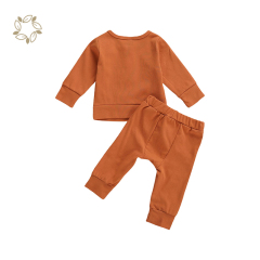 Autumn Winter Baby Girls Boys Clothes Sets Solid Long Sleeve Pullover Sweatshirt Tops Pants french terry toddler pullover