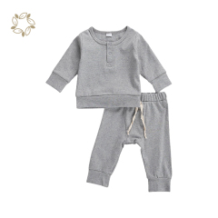 Autumn Winter Baby Girls Boys Clothes Sets Solid Long Sleeve Pullover Sweatshirt Tops Pants french terry toddler pullover