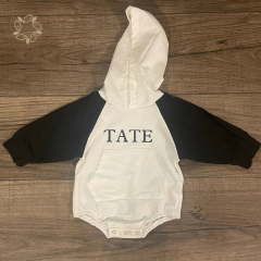 Organic cotton baby personalized sweatshirt onesie romper eco friendly infant hoodie romper sustainable baby pullover sleepsuit
