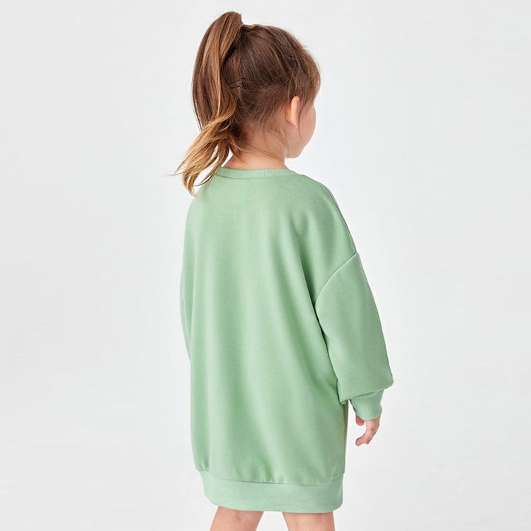 Organic Cotton Baby Sweatshirt baby crew neck pullover kids Girls Drop Shoulder Solid Sweatshirt Dress Baby girl sweatshirts