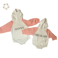 Organic cotton baby personalized sweatshirt onesie romper eco friendly infant hoodie romper sustainable baby pullover sleepsuit