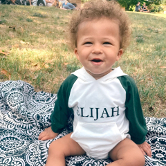 Organic cotton baby personalized sweatshirt onesie romper eco friendly infant hoodie romper sustainable baby pullover sleepsuit