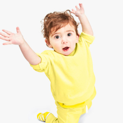 Sustainable kids pullover solid color children sweatshirt Organic cotton children crew neck baby girl sweatshirts