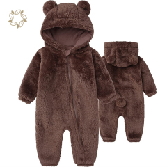 Newborn Baby Jumpsuit Hooded Fleece Rompers Long Sleeve Onesie Outwear Outfits fleece baby romper infant jumpsuit