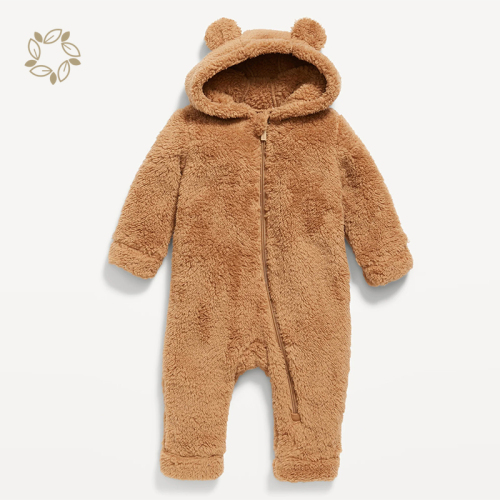 Newborn Baby Jumpsuit Hooded Fleece Rompers Long Sleeve Onesie Outwear Outfits fleece baby romper infant jumpsuit