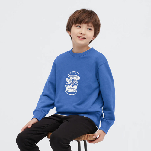 OEM print kids pullover Organic cotton terry children sweatshirt Eco friendly sweatshirts Eco-friendly kid top