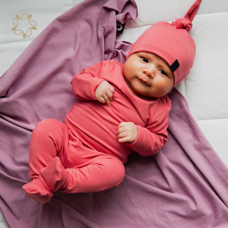 100% organic cotton newborn bundle in multiple colors eco friendly newborn romper+blanket+beanies sustainable newborn bundle