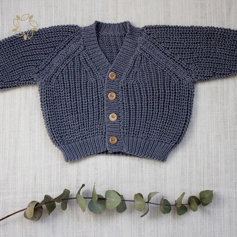 100% organic cotton baby cardigan sustainable rib cardigan for baby eco friendly rib knit jumper baby clothing
