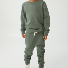 Organic Fleece Pullover and pant kids boy sportswear Eco-friendly organic cotton children sweatshirt and sweatpants set