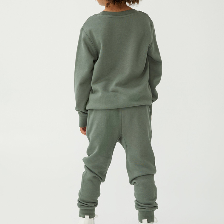 Organic Fleece Pullover and pant kids boy sportswear Eco-friendly organic cotton children sweatshirt and sweatpants set