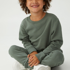 Organic Fleece Pullover and pant kids boy sportswear Eco-friendly organic cotton children sweatshirt and sweatpants set