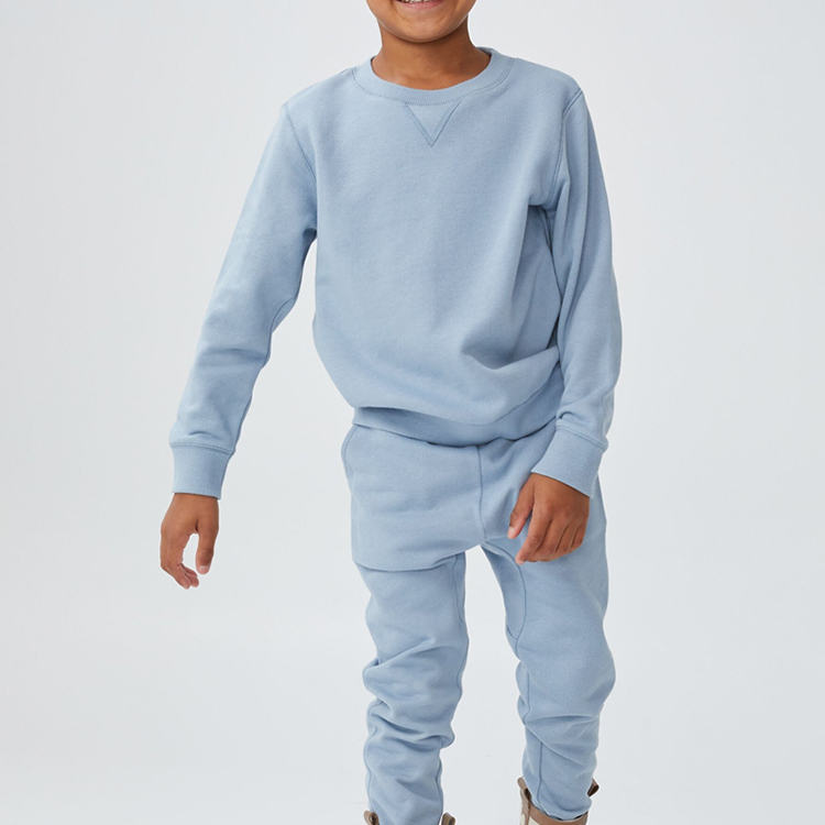 Organic cotton fleece two piece set Long Sleeve sweatshirt and sweatpants set Eco-friendly kids boy sportswear