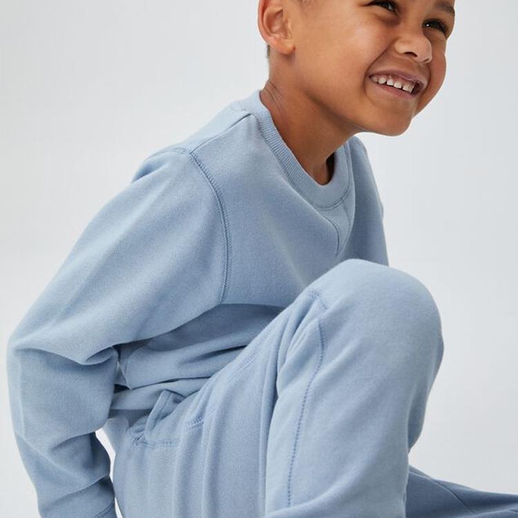 Organic cotton fleece two piece set Long Sleeve sweatshirt and sweatpants set Eco-friendly kids boy sportswear