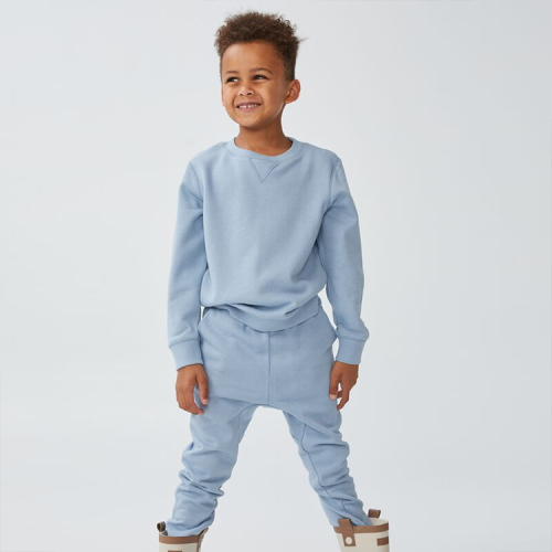 Organic cotton fleece two piece set Long Sleeve sweatshirt and sweatpants set Eco-friendly kids boy sportswear