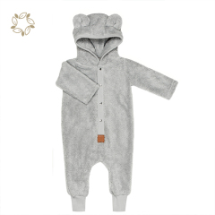 Sustainable infant hoodie Jumpsuit eco friendly baby winter romper lambs wool romper infant jumpsuit