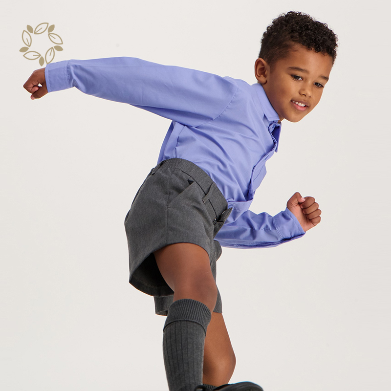 Boys Long Sleeve Regular School Shirt eco friendly 100% organic cotton boys shirt sustainable kids Blue School Shirt