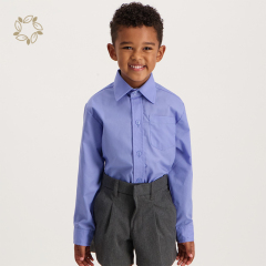 Boys Long Sleeve Regular School Shirt eco friendly 100% organic cotton boys shirt sustainable kids Blue School Shirt
