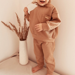 waffle kids set Organic Cotton toddler pullover and jogger sustainable toddler two piece set Eco-friendly sportswear