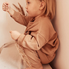 waffle kids set Organic Cotton toddler pullover and jogger sustainable toddler two piece set Eco-friendly sportswear
