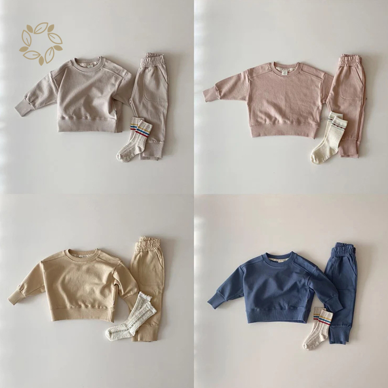 Organic cotton child sweatshirt and jogger eco friendly toddler sports clothes sustainable toddler jogger set