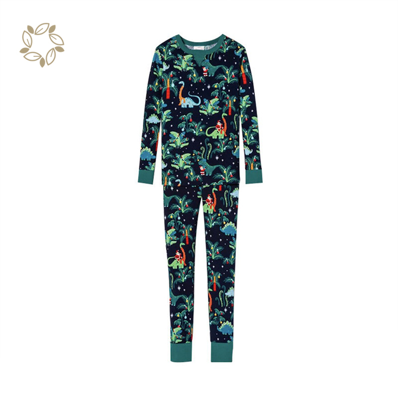 Sustainable pajamas for family and pet bamboo cotton jersey Christmas family pyjamas eco friendly matching family pajamas