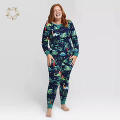 Sustainable pajamas for family and pet bamboo cotton jersey Christmas family pyjamas eco friendly matching family pajamas