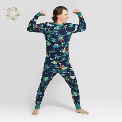 Sustainable pajamas for family and pet bamboo cotton jersey Christmas family pyjamas eco friendly matching family pajamas