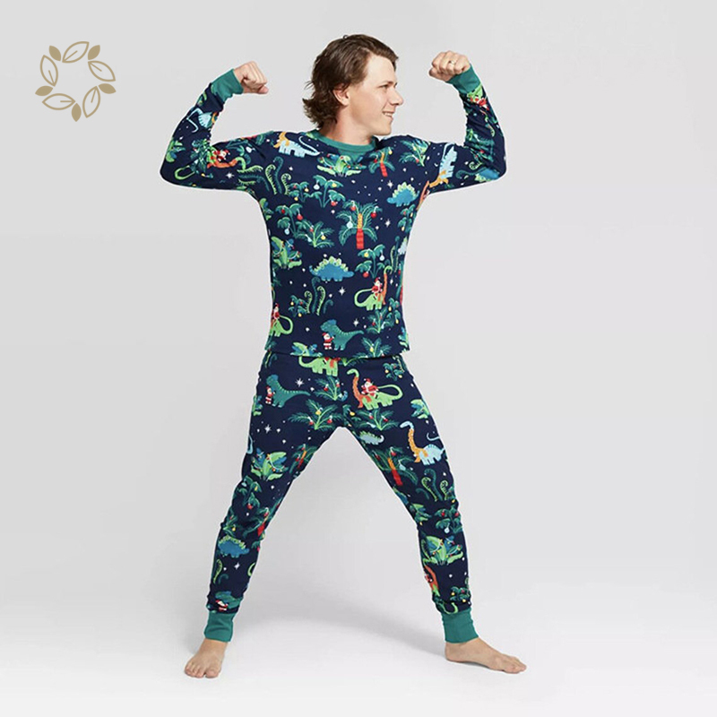 Sustainable pajamas for family and pet bamboo cotton jersey Christmas family pyjamas eco friendly matching family pajamas